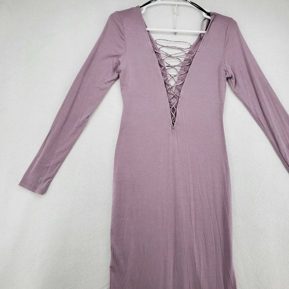 NWT FOREVER 21 Dress Women's Lace up Bodice & Back V-Neck Purple Large - Picture 4 of 12